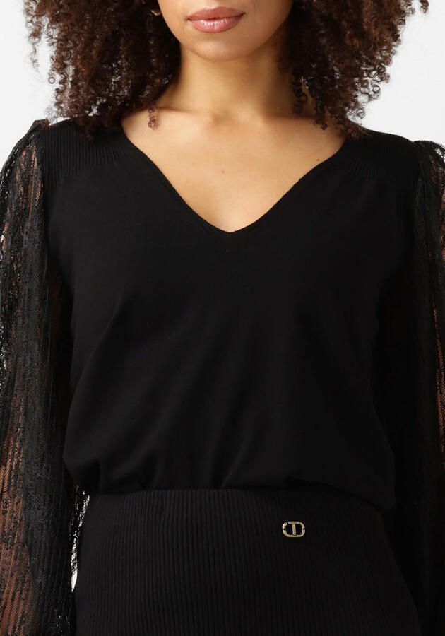 Twinset Omkeerbare Trui Zwart Kantmouwen Black Dames - Foto 2