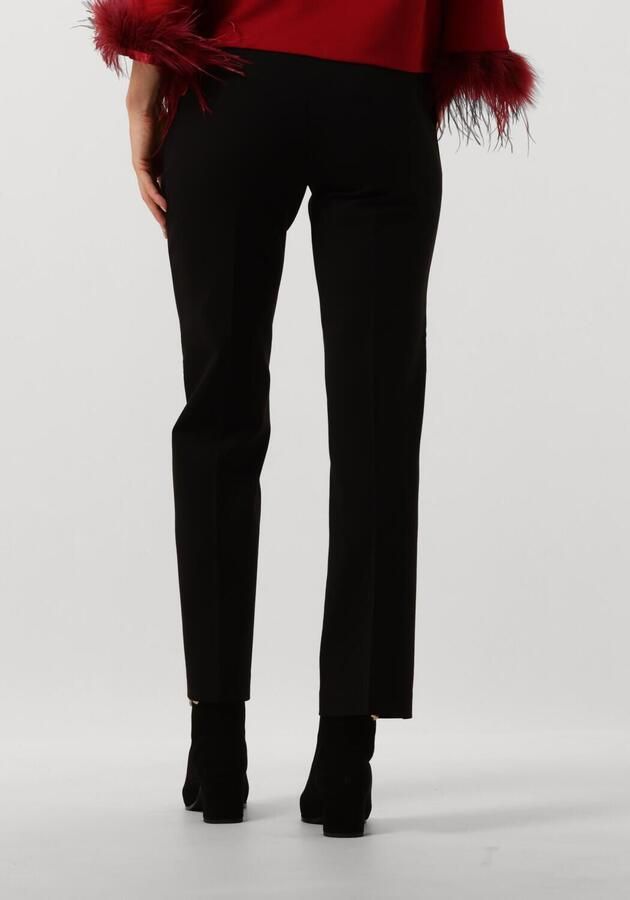 Twinset Zwarte elastische broek met gouden taillelogo Black Dames