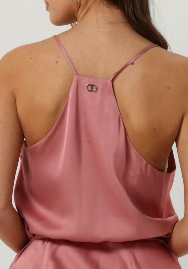 Twinset Asymmetrische Viscose Satijnen Jurk Pink Dames - Foto 2