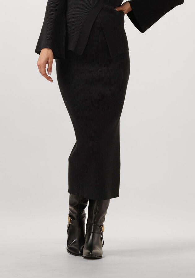 Twinset Zwarte Geribbelde Gebreide Midirok Black Dames - Foto 4