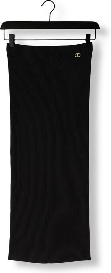 Twinset Zwarte Geribbelde Gebreide Midirok Black Dames - Foto 3