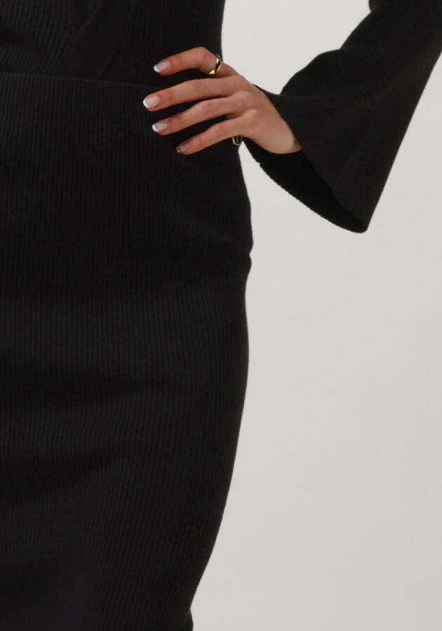 Twinset Zwarte Geribbelde Gebreide Midirok Black Dames - Foto 2