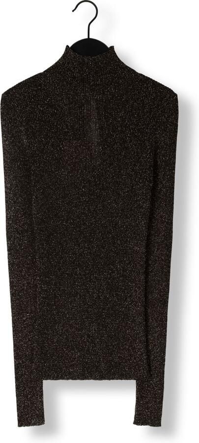 Twinset Zwart Goud Geribbelde Coltrui T-shirt Black Dames - Foto 2