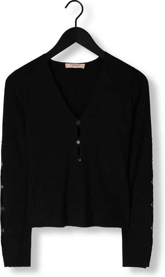 Twinset Katoenen Gebreide Truien en Sweaters met Cut-Outs Black Dames - Foto 3