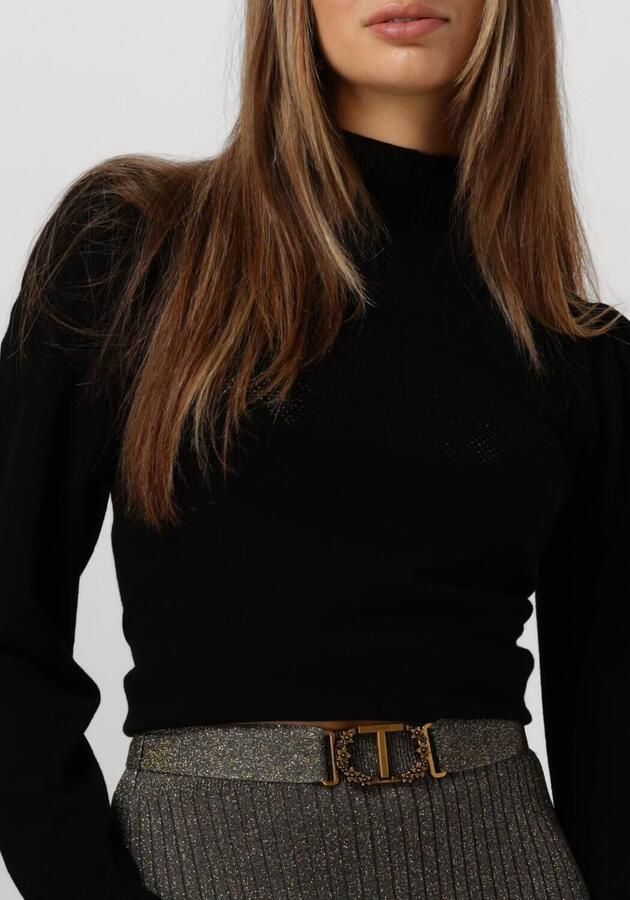 Twinset Zwarte Gebreide Trui met Ovaal T Logo Black Dames - Foto 2