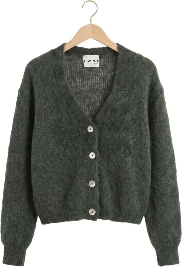 TWNS Dames Truien & Vesten Buttoned V-neck Long-sleeve Cardigan Groen - Foto 4
