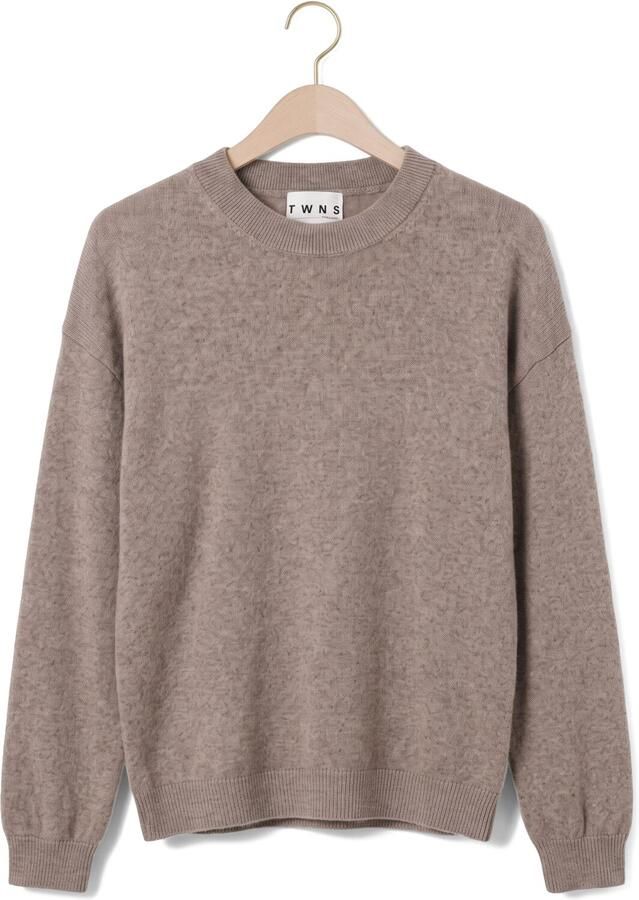 TWNS Dames Truien & Vesten Long Puffed Sleeves Round Neck Jumper Taupe
