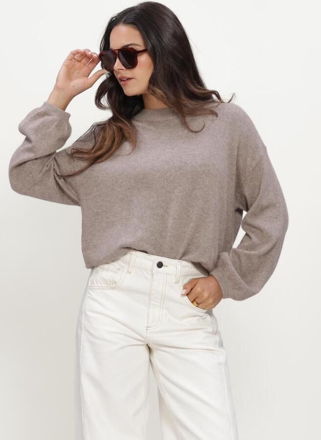 TWNS Dames Truien & Vesten Long Puffed Sleeves Round Neck Jumper Taupe - Foto 2