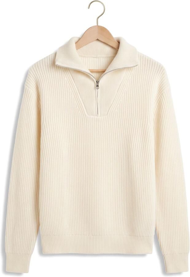TWNS Dames Truien & Vesten Long-sleeved Trucker-neck Pullover Gebroken Wit - Foto 4
