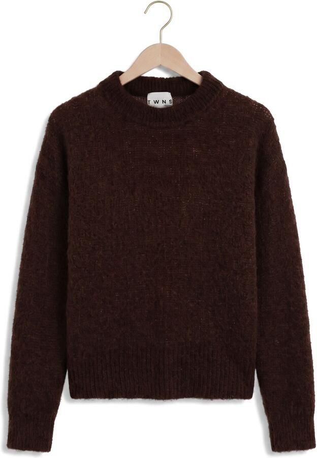 TWNS Dames Truien & Vesten Solid Long-sleeve Round Neck Sweater Bruin - Foto 3