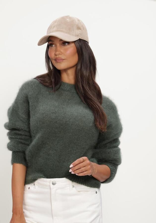 TWNS Dames Truien & Vesten Solid Long-sleeve Round Neck Sweater Donkergroen - Foto 3