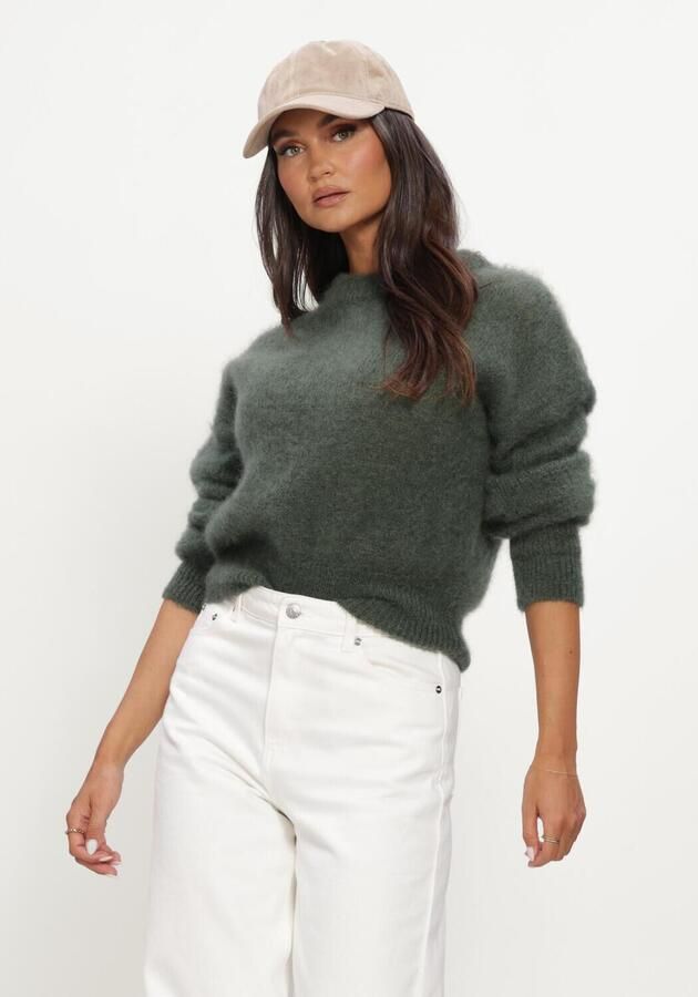 TWNS Dames Truien & Vesten Solid Long-sleeve Round Neck Sweater Donkergroen