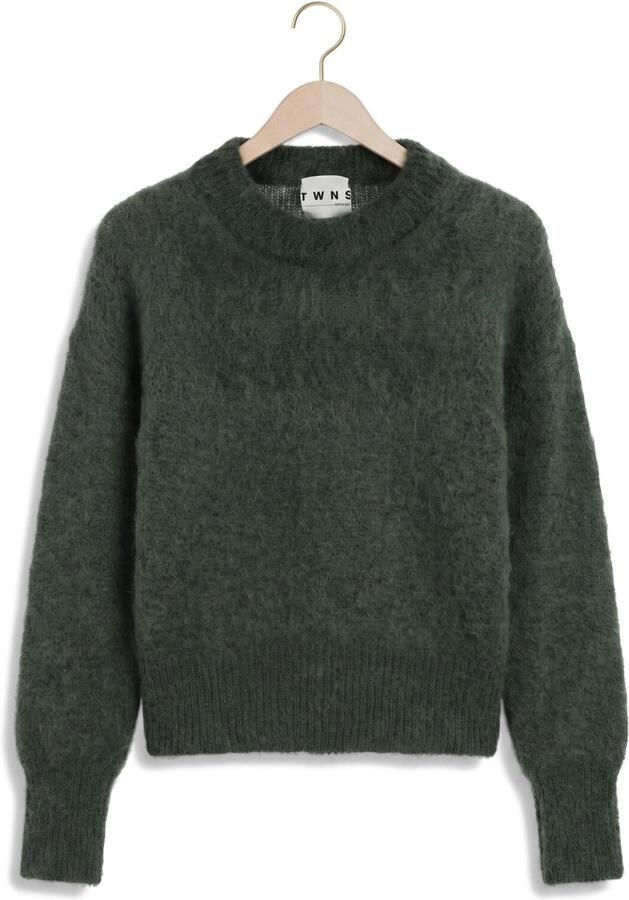 TWNS Dames Truien & Vesten Solid Long-sleeve Round Neck Sweater Donkergroen - Foto 4