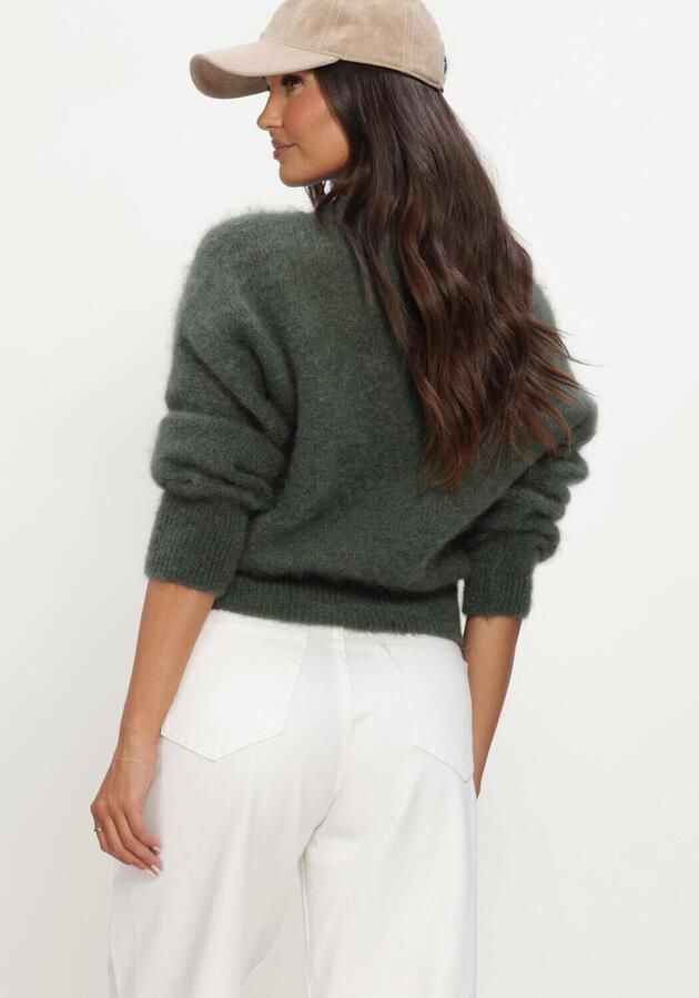 TWNS Dames Truien & Vesten Solid Long-sleeve Round Neck Sweater Donkergroen - Foto 2