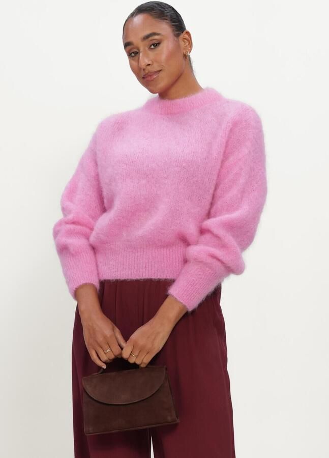 TWNS Dames Truien & Vesten Solid Long-sleeve Round Neck Sweater Roze