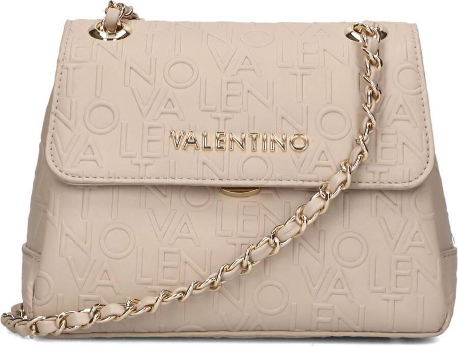 Valentino by Mario Valentino Beige Leren Flap Schoudertas Beige Dames