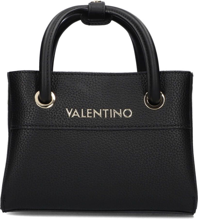 Valentino by Mario Valentino Zwarte Rechthoekige Dames Tas met Gouden Valentino Inscriptie Black Dames