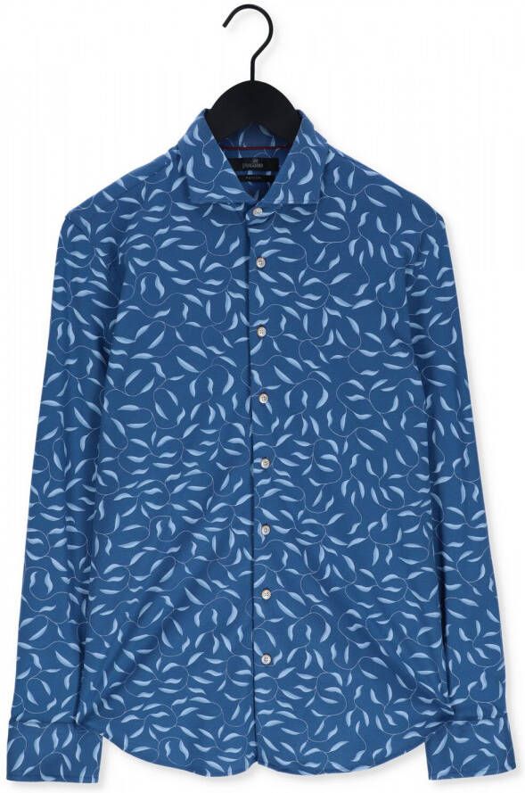 Vanguard Blauwe Casual Overhemd Long Sleeve Shirt Branches Print On Fine Jersey