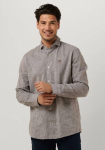 Vanguard Bruine Casual Overhemd Long Sleeve Shirt Linen Cotton Blend 2 Tone