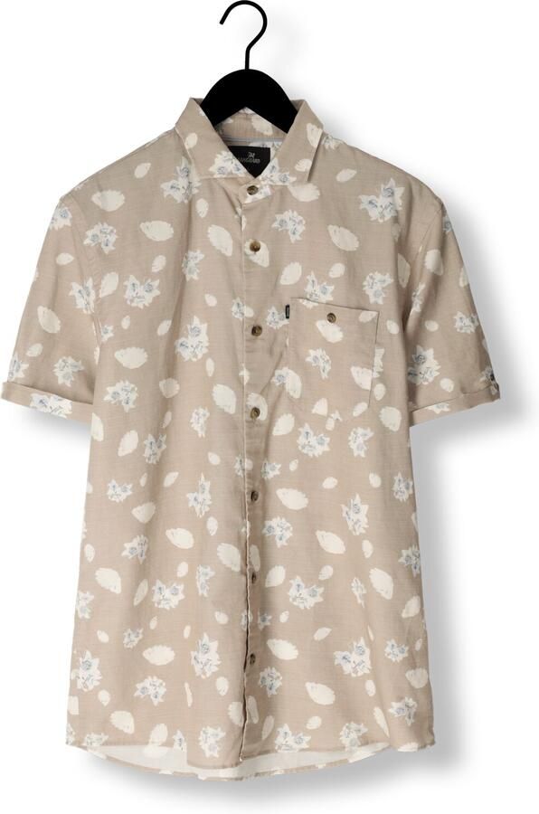 VANGUARD Heren Overhemden Short Sleeve Shirt Printed Tencel Cotton Linen Beige - Foto 3