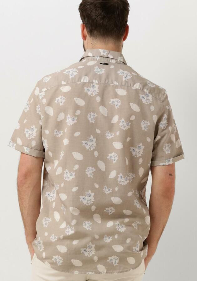 VANGUARD Heren Overhemden Short Sleeve Shirt Printed Tencel Cotton Linen Beige - Foto 2