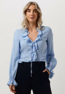 Vanilia Lichtblauwe Blouse Structure Ruffle Top
