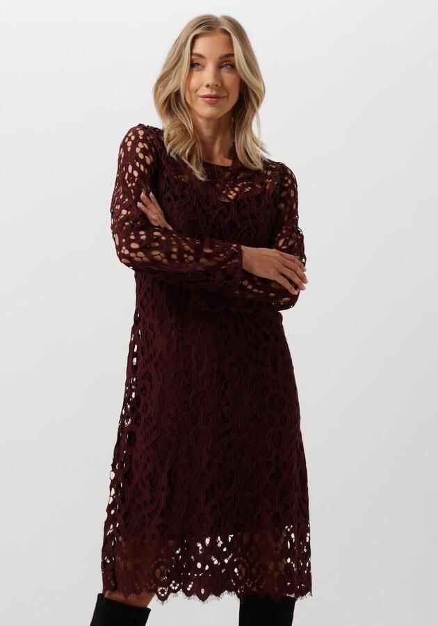 VANILIA Dames Jurken Lace Midi Dress Rood - Foto 4