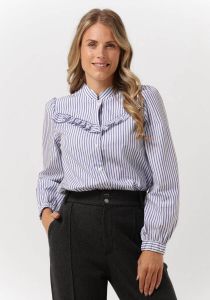 Vanilia Witte Blouse Ruffle Stripe Shirt