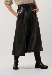 Vanilia Zwarte Midirok Vegan Leather Skirt