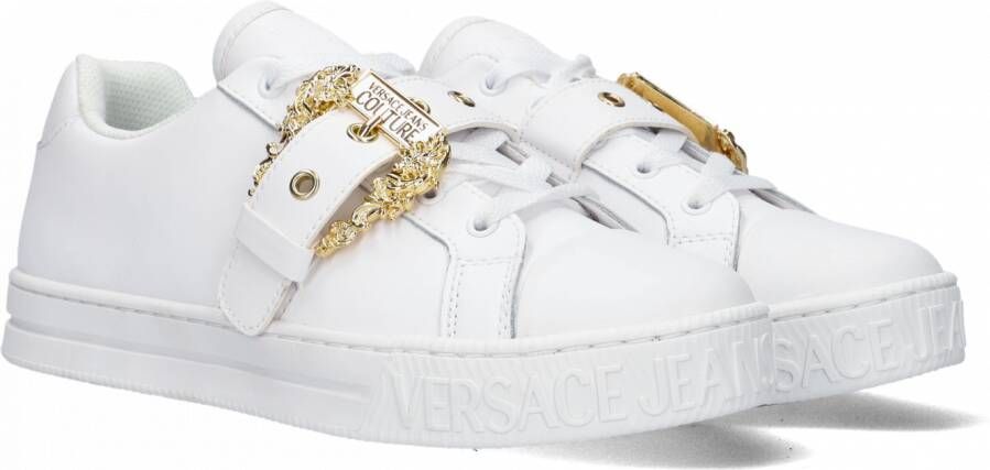 Versace Jeans Couture Luxe Leren Sneakers met Gespsluiting White Dames