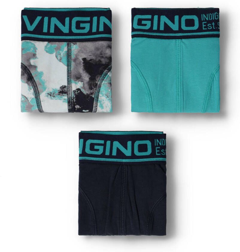 Vingino boxershort set van 3 aquablauw donkerblauw