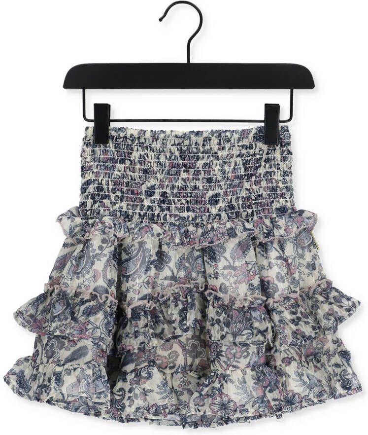 Vingino rok met all over print en ruches zand blauw