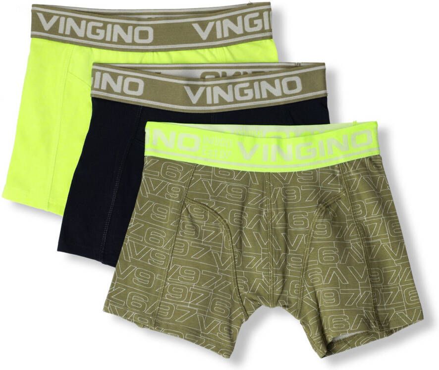 Vingino boxershort set van 3 zwart olijfgroen limegroen