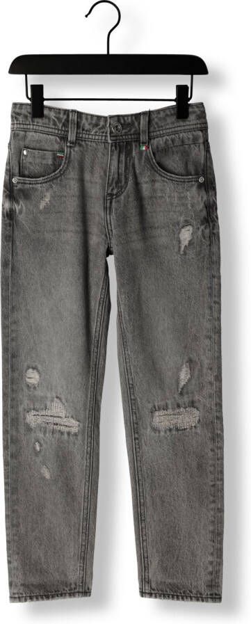 VINGINO straight fit jeans Peppe met slijtage light grey Grijs Jongens Katoen 116