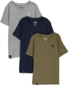 Vingino T-shirt set van 3 kaki grijs donkerblauw