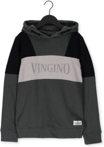 Vingino hoodie Nidus kaki wit zwart