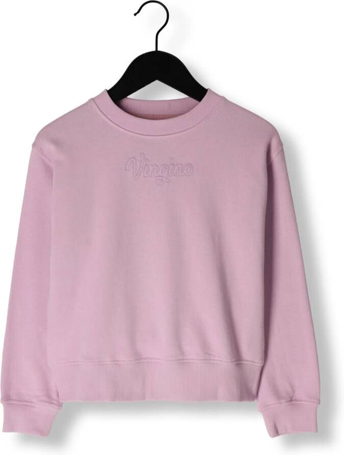 VINGINO sweater Nensi met franjes roze 128 | Sweater van