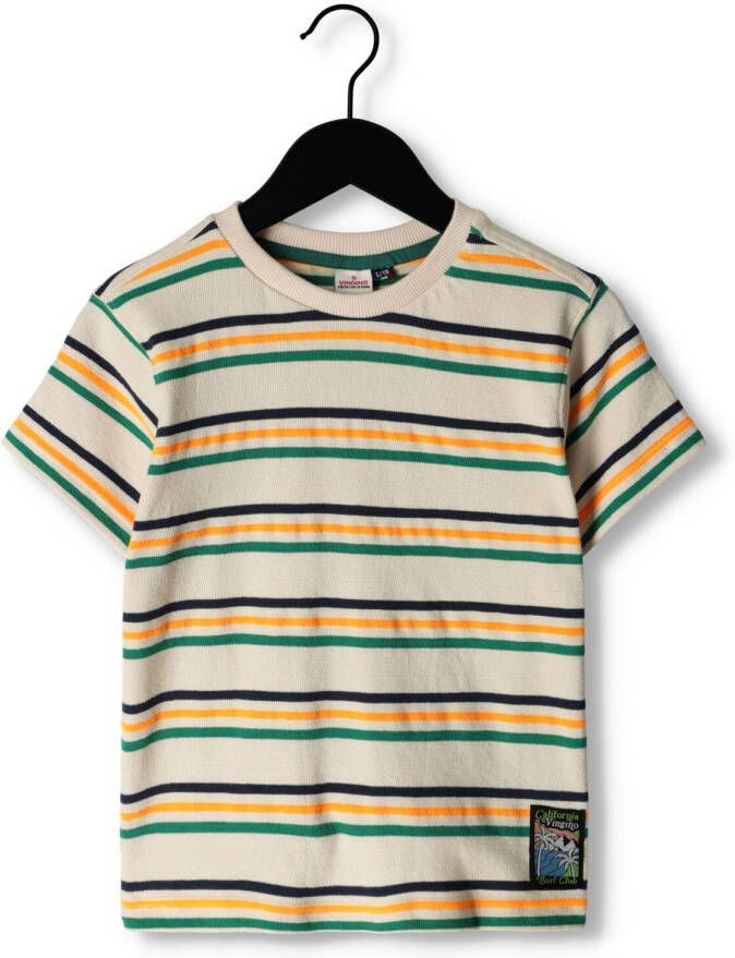 VINGINO gestreept T-shirt JOPPE beige geel groen Jongens Katoen Ronde hals 140