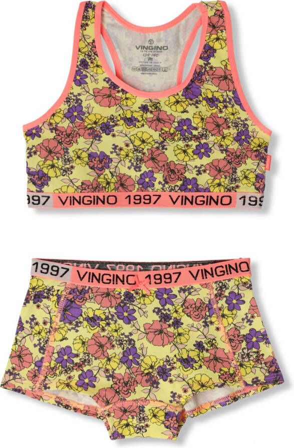 VINGINO Meisjes Nachtkleding G231-10 Neon Flower Set Oranje