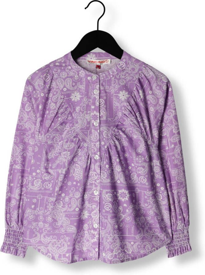 VINGINO gebloemde blouse Larith paars Meisjes Katoen Ronde hals Bloemen 116