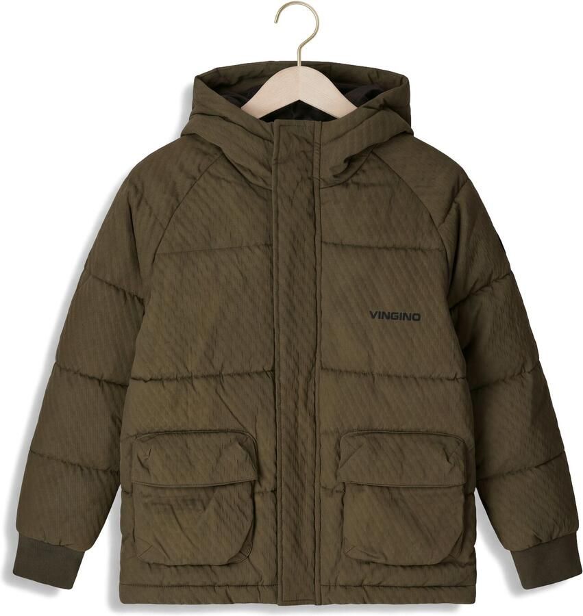 Vingino winterparka met print olijfgroen