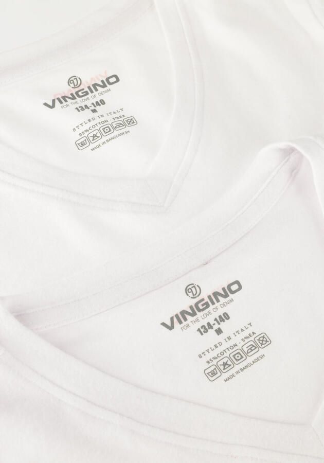 VINGINO basic T-shirt set van 2 wit Jongens Stretchkatoen V-hals Effen 110 116