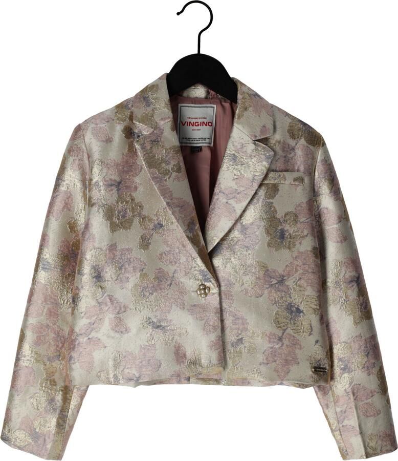 Vingino gebloemde cropped blazer beige