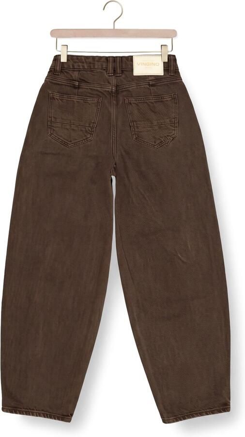Vingino Camilla barrel jeans met studs donkerbruin - Foto 3