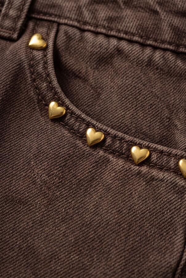 Vingino Camilla barrel jeans met studs donkerbruin - Foto 2