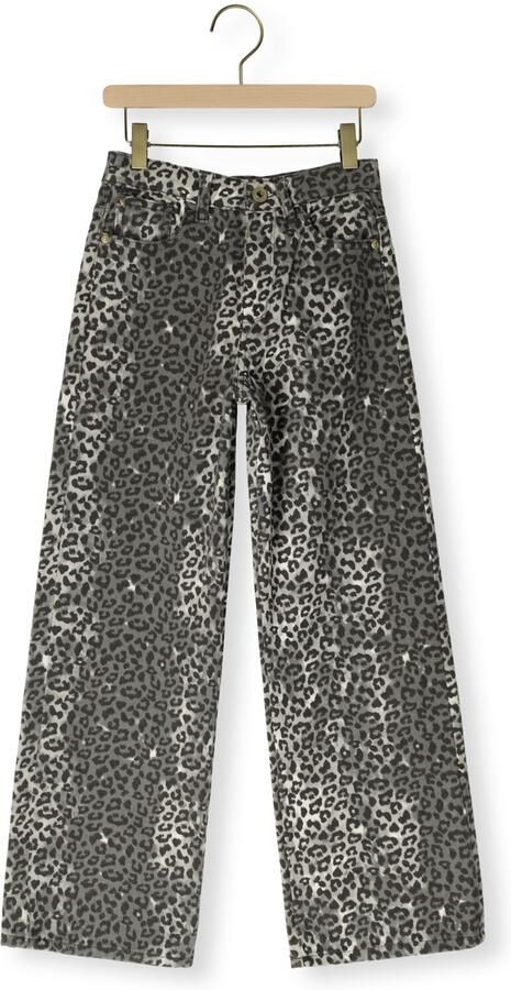 Vingino high waist wide leg jeans wide leg jeans met panterprint grey denim