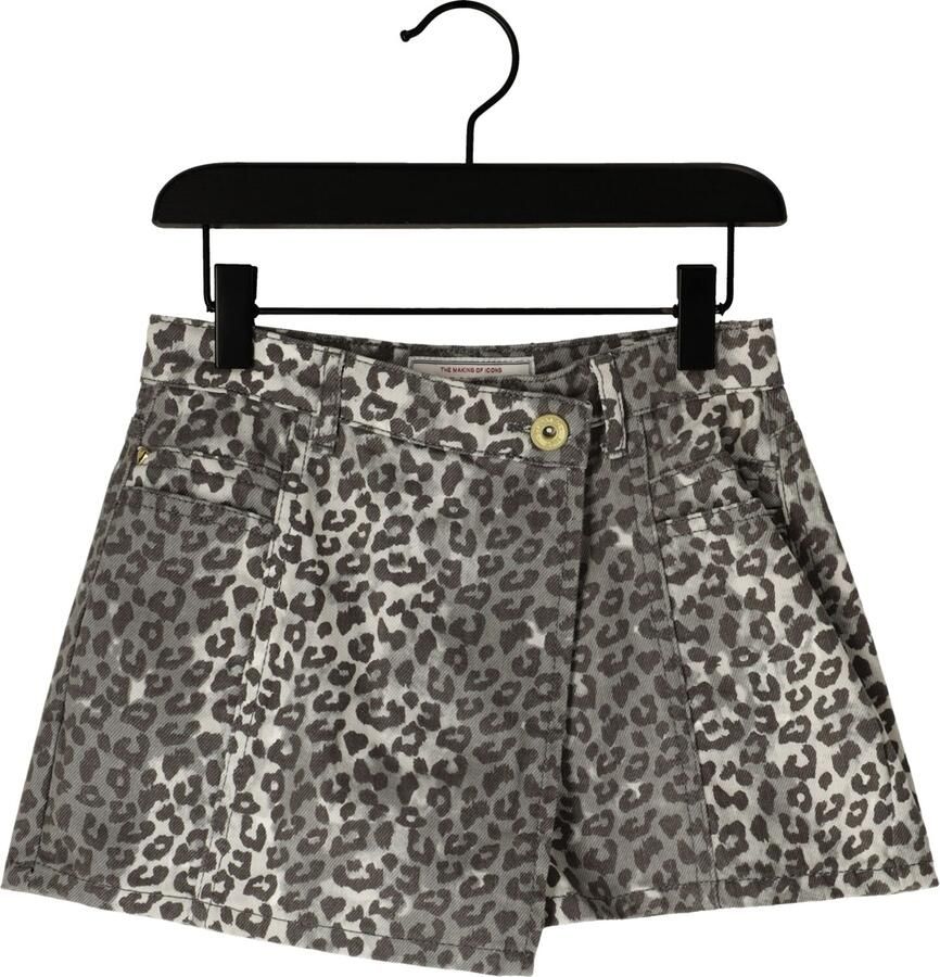 Vingino denim skort met panterprint grey denim