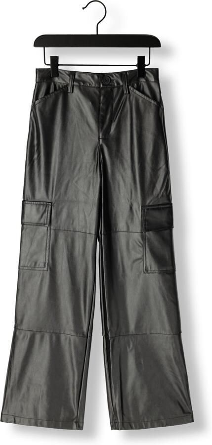 Vingino imitatieleren high waist straight fit broek Sade zwart - Foto 2