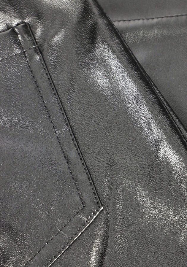 Vingino imitatieleren high waist straight fit broek Sade zwart