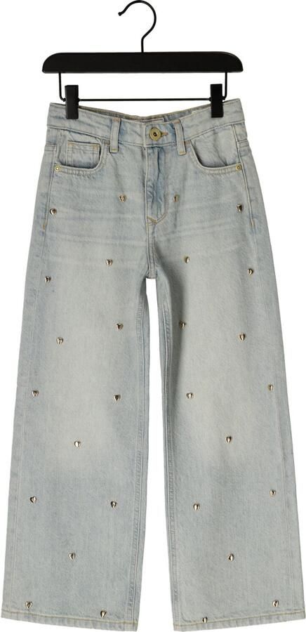 Vingino wide leg jeans wide leg jeans met hartjes light blue denim
